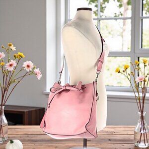 JW ANDERSON Pink Leather Drawstring Adjustable Crossbody Bag